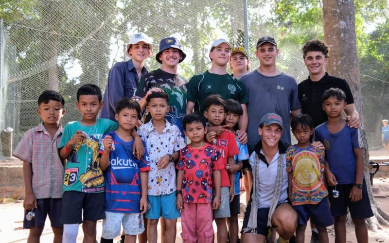 A group of BBC students with the Cambodian students in December 2024